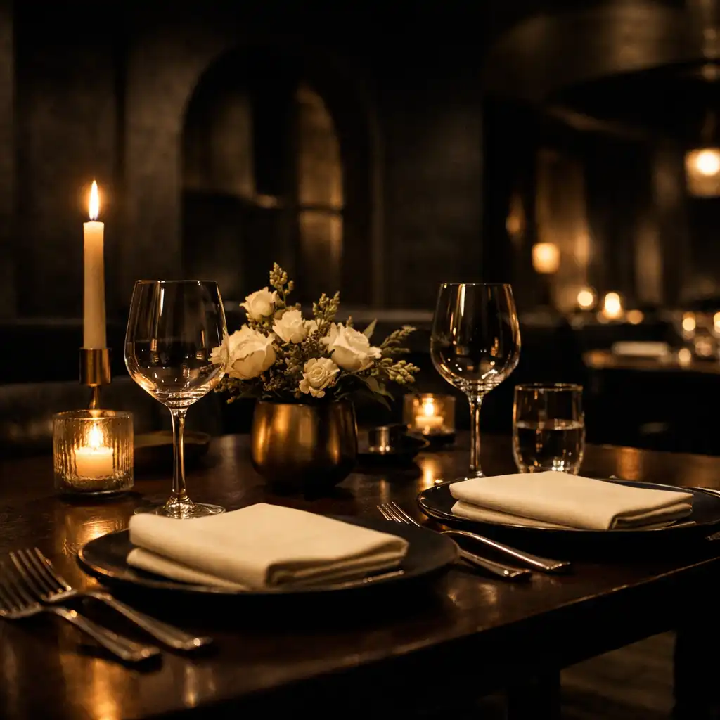 Intimate private dining table set for an elegant evening